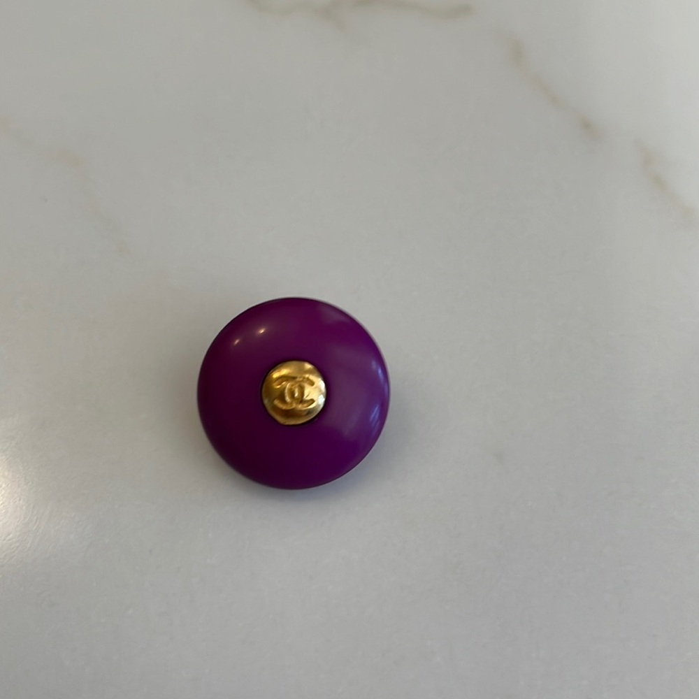 Chanel Purple Rounded Gold CC Logo Shank Button